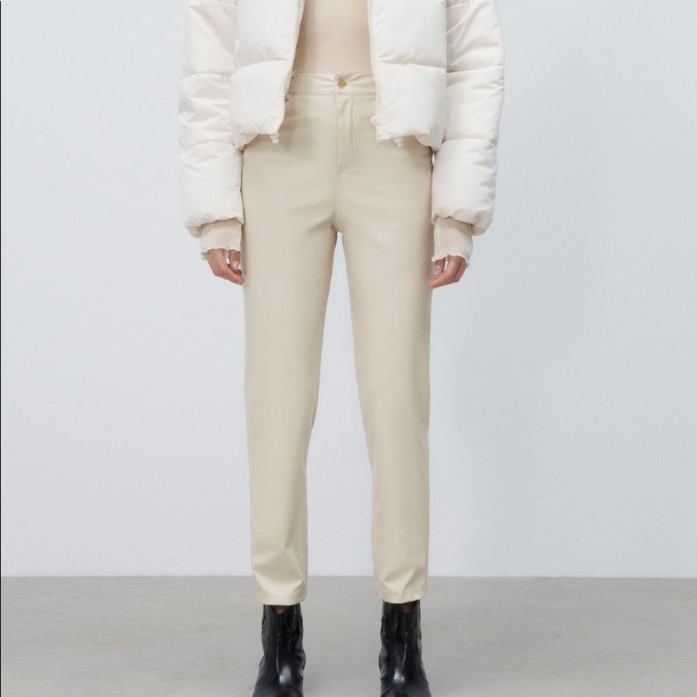 ZARA FAUX LEATHER MOM FIT PANTS
